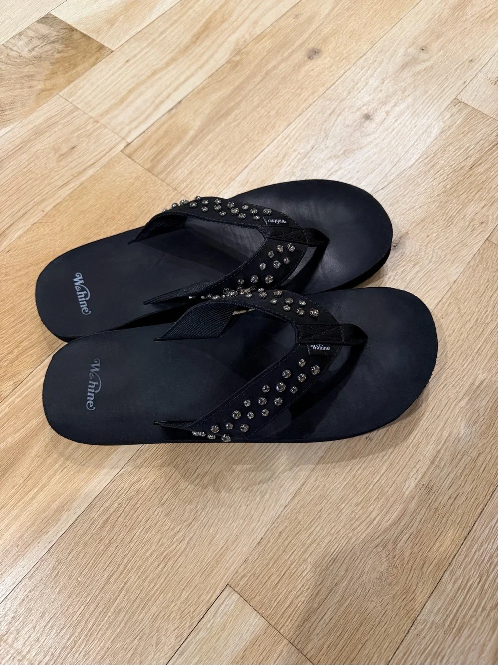 Wahine x Reef Black Studded Flip Flops